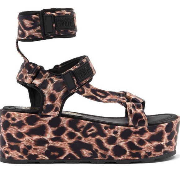 NWT Versace Jeans couture leopard print platform sandals size 8 - Picture 10 of 11
